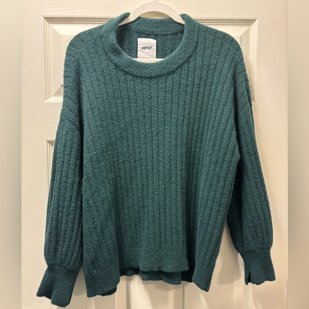 Aerie Teal Cowl Neck Sweater